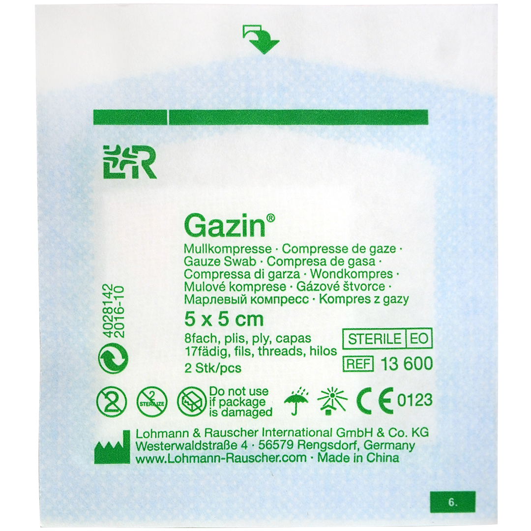Gazin gaaskompres 5cm x 5cm 8 laags steriel
