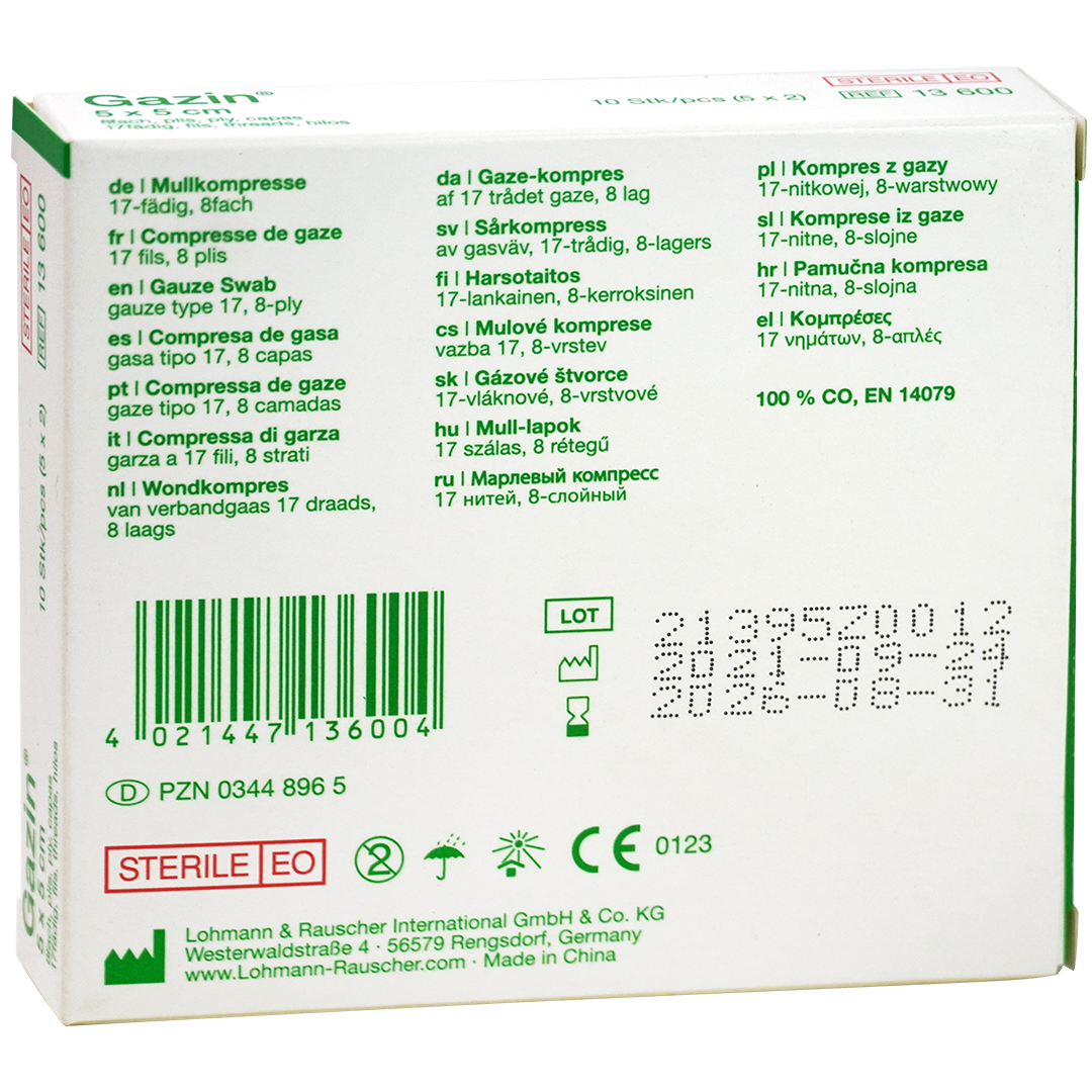 Gazin gaaskompres 5cm x 5cm 8 laags steriel