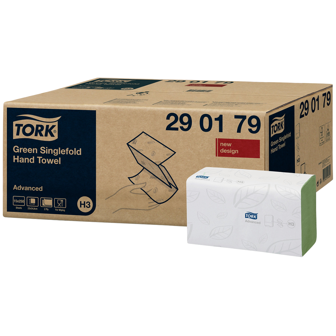 Tork H3 vouwhanddoekjes 23cm x 25cm Z-fold 1 laags groen