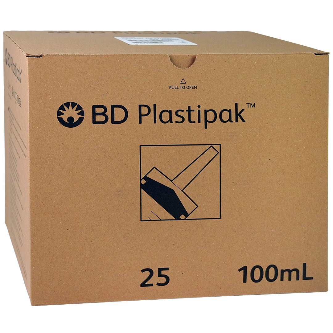BD Plastipak injectiespuiten, 100ml, 3 delig, Katheter tip + Luer adapter