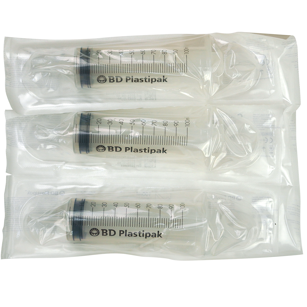 BD Plastipak injectiespuiten, 100ml, 3 delig, Katheter tip + Luer adapter
