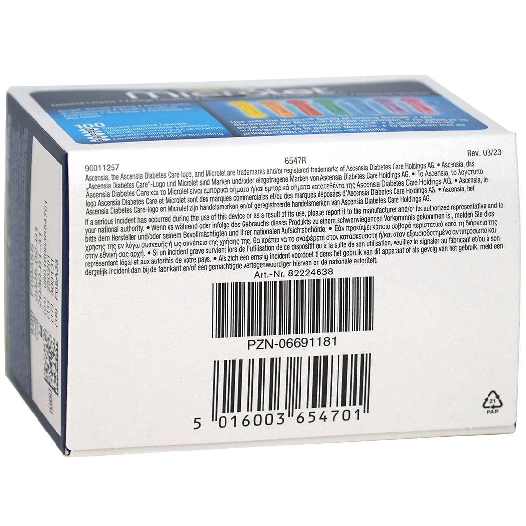 Microlet lancetten, gekleurd (100)