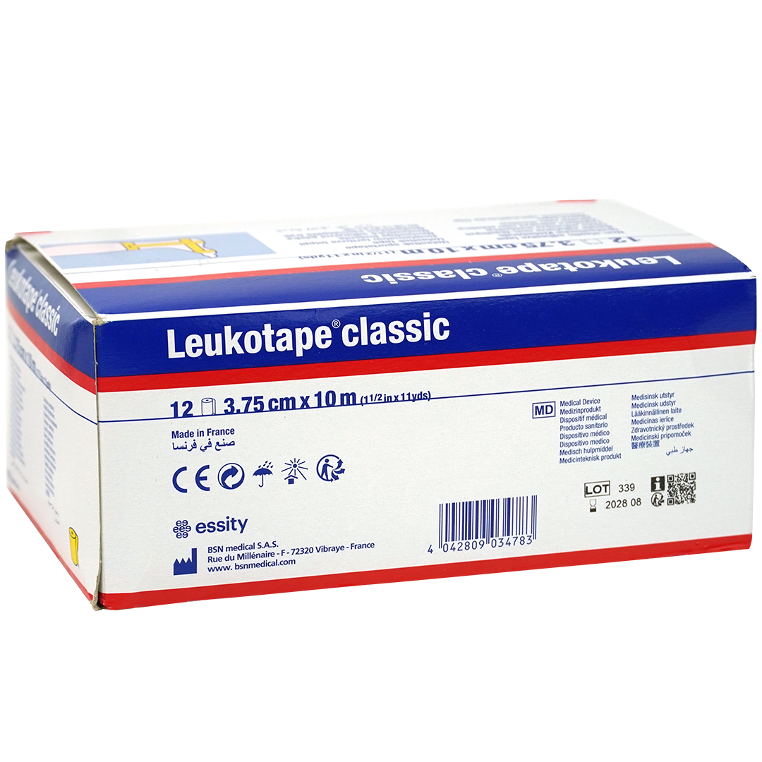 Leukotape Classic starre tape, 3.75cm x 10m, geel