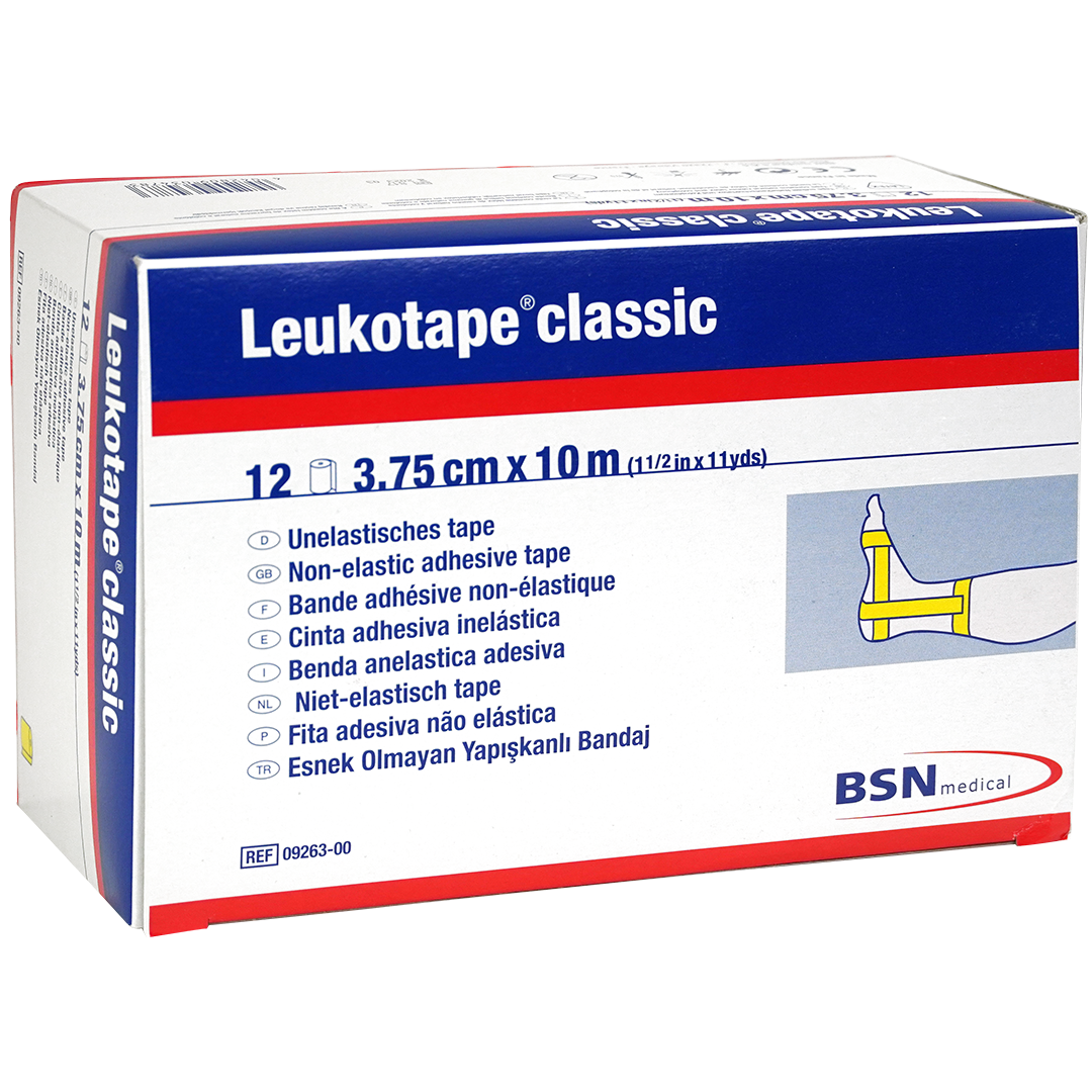 Leukotape Classic starre tape, 3.75cm x 10m, geel