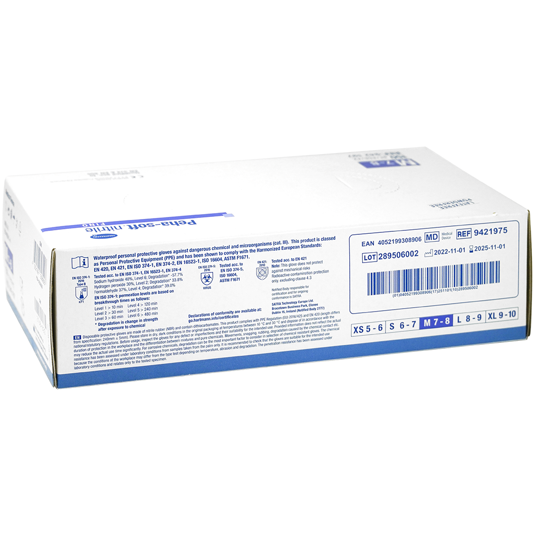 Peha-soft nitrile Fino handschoenen M (7-8) blauw