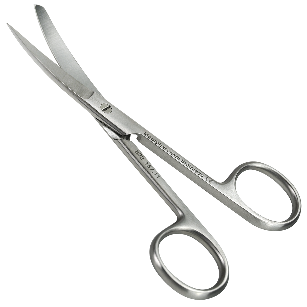 Chirurgische schaar 11cm spits-stomp gebogen