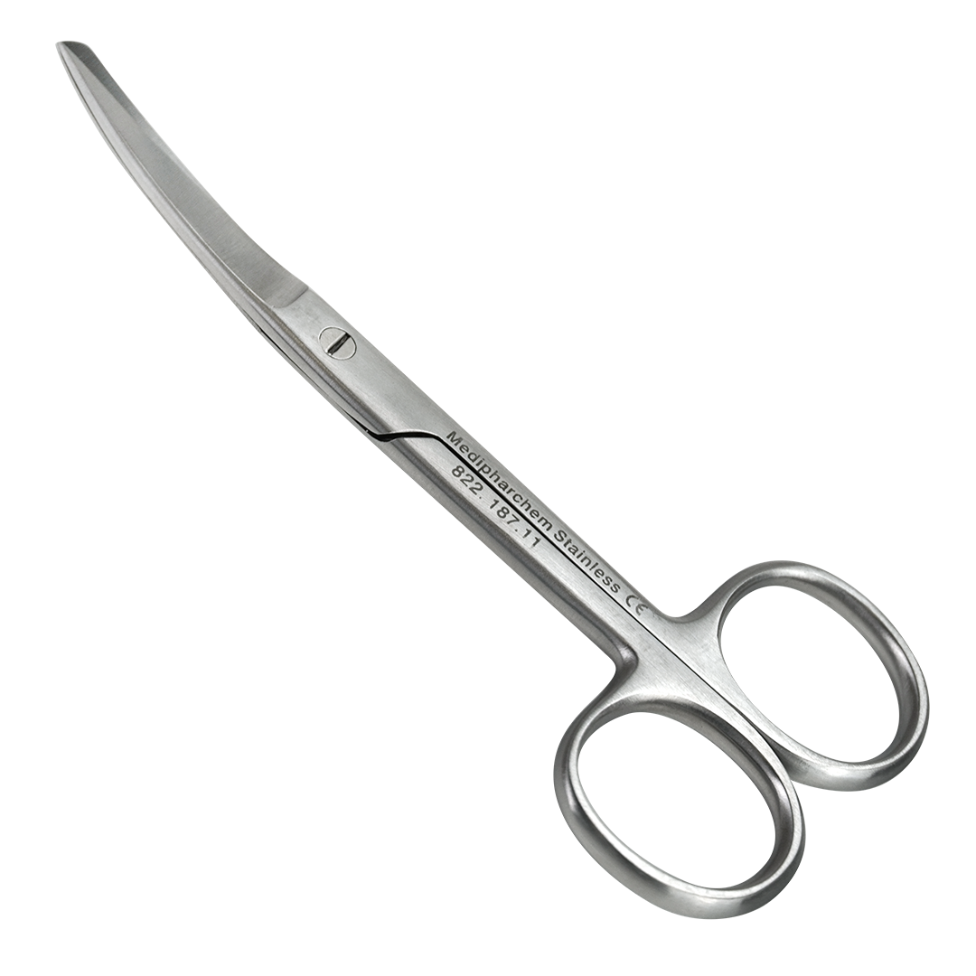 Chirurgische schaar 11cm spits-stomp gebogen