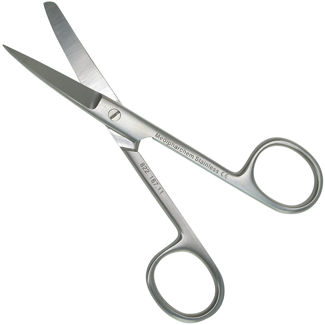 Chirurgische schaar 11cm spits-stomp gebogen