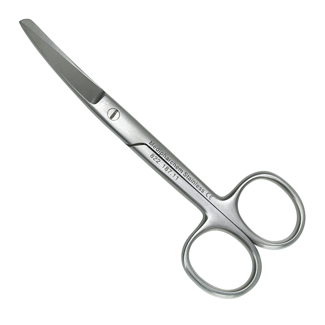 Chirurgische schaar 11cm spits-stomp gebogen