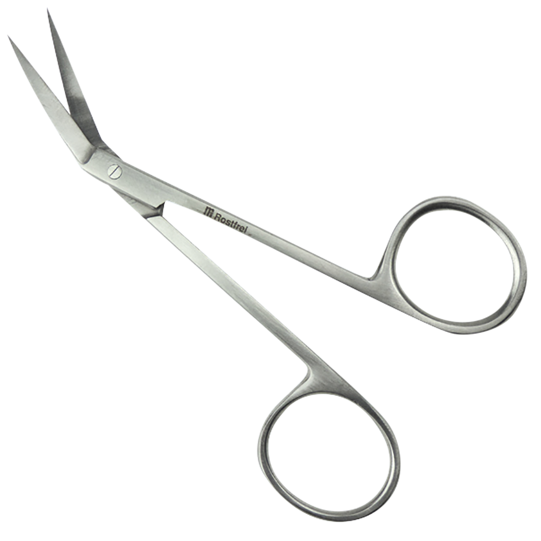 Irisschaar 11cm spits-spits zijwaarts gebogen