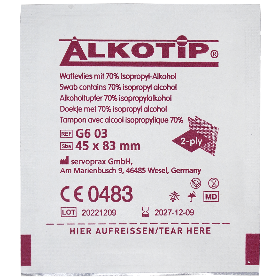 Alkotip alcoholdoekjes 45mm x 83mm individueel verpakt