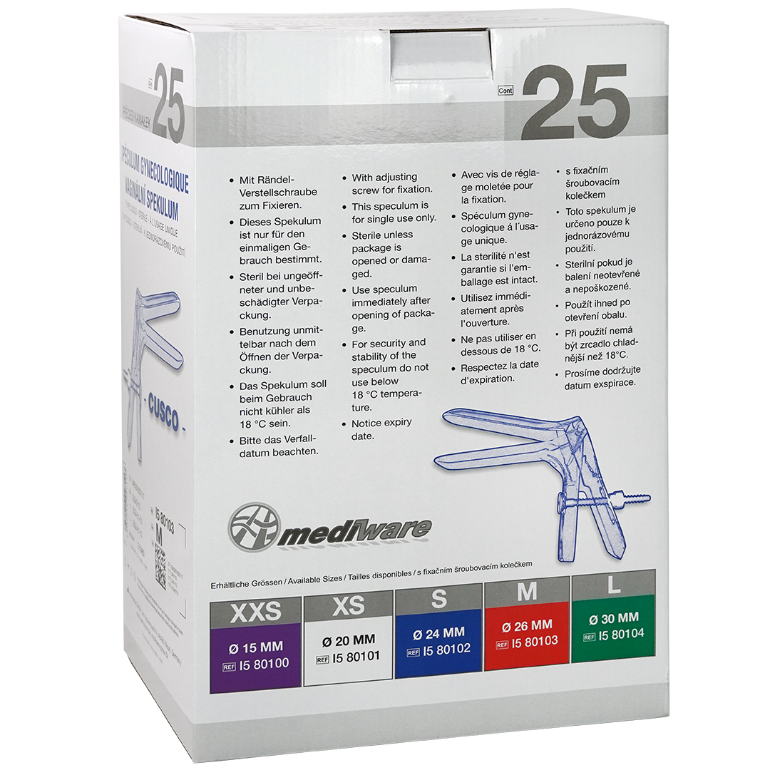 Mediware speculum wegwerp M Ø 26mm kunststof rood