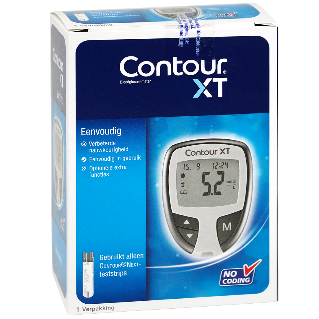Contour XT startpakket: Etui met bloedglucose meter 10 teststrips Microlet Next prikpen en 10 lancetten