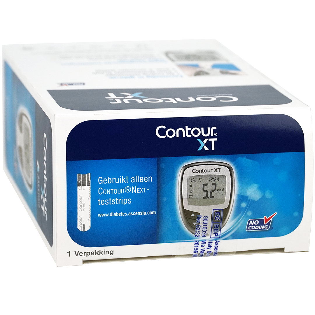 Contour XT startpakket: Etui met bloedglucose meter 10 teststrips Microlet Next prikpen en 10 lancetten
