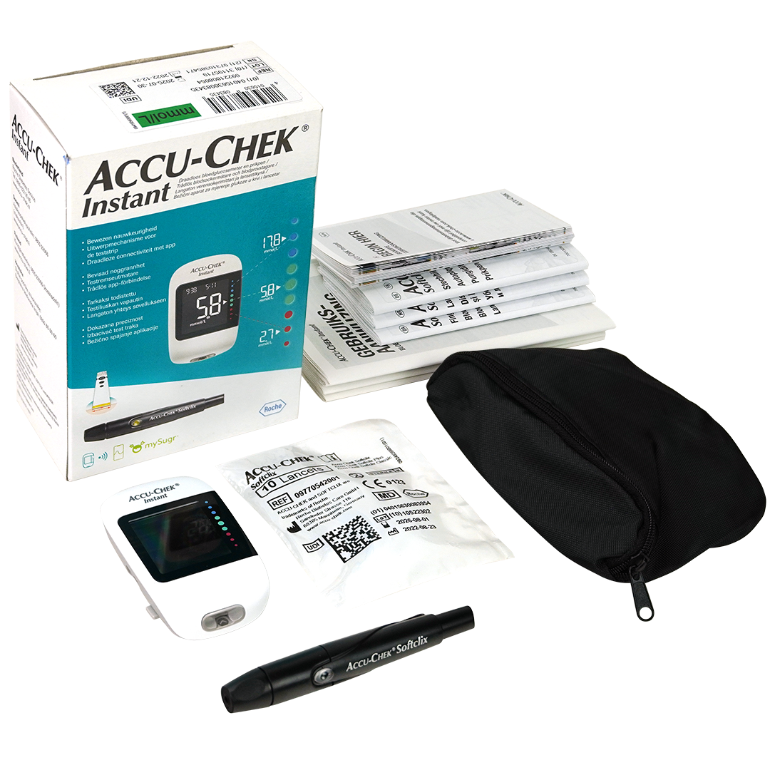 Accu-Chek Instant startpakket: Etui met bloedglucose meter Softclix prikpen en 10 lancetten zonder teststrips