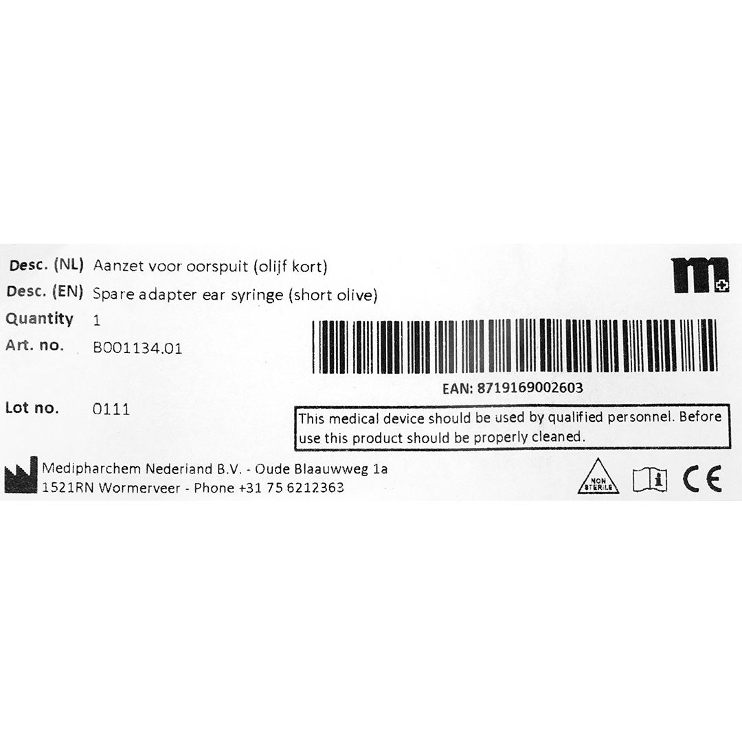 Reserve adapter voor Schimmelbusch oorspuit aanzet kogel-olijf