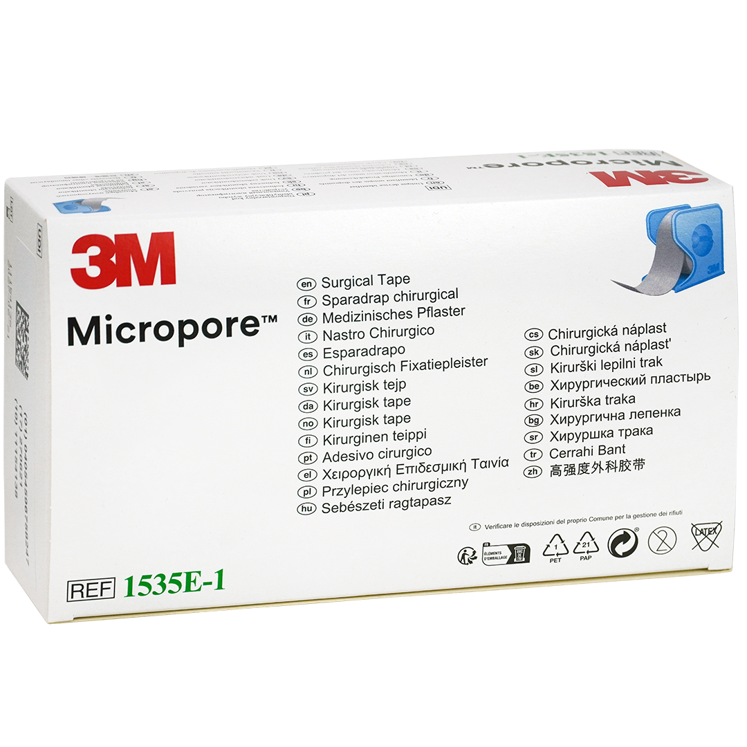 3M Micropore Chirurgische Hechtpleister op blauwe dispenser 2.5cm x 9.1m