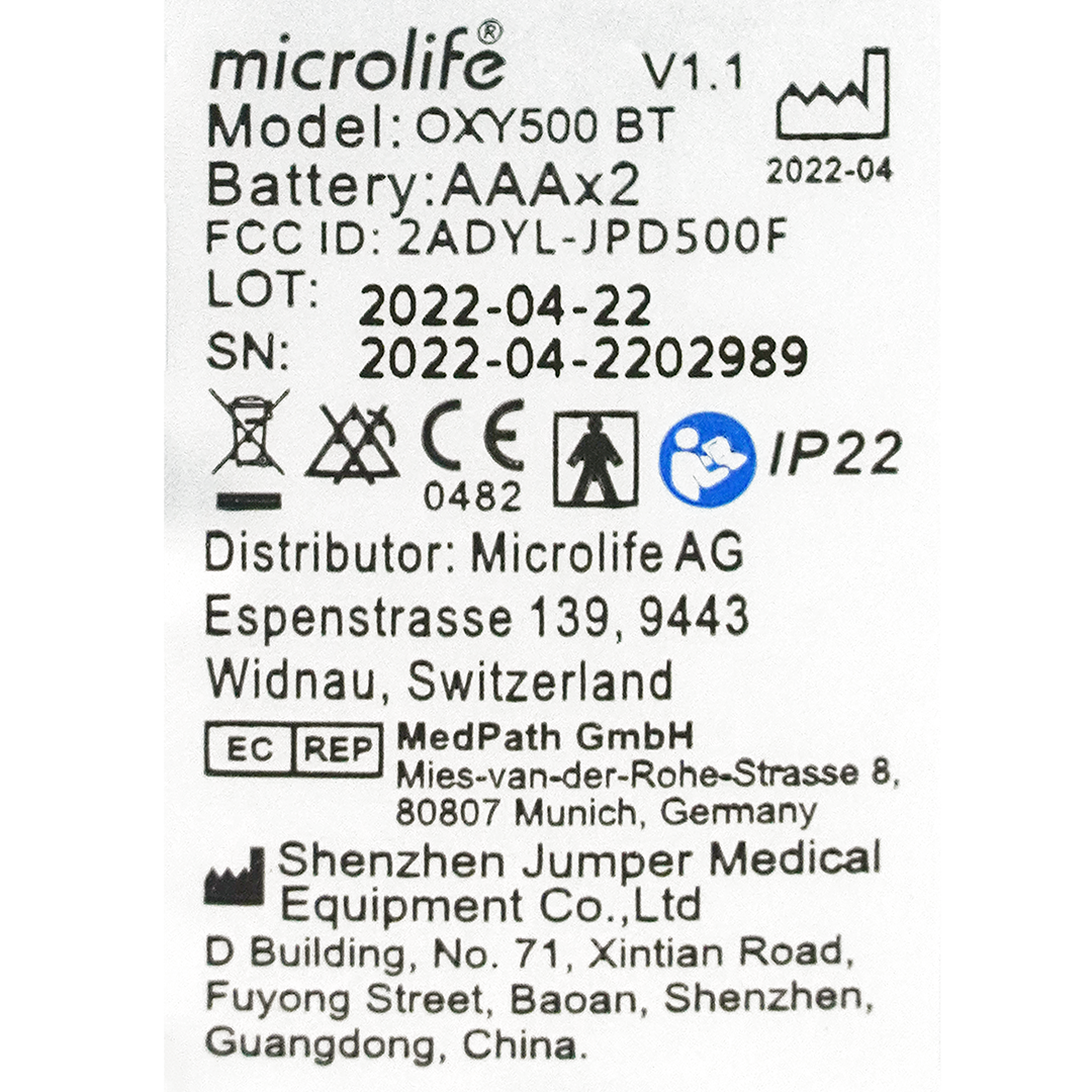 Microlife OXY 500 BT vingerpulsoximeter