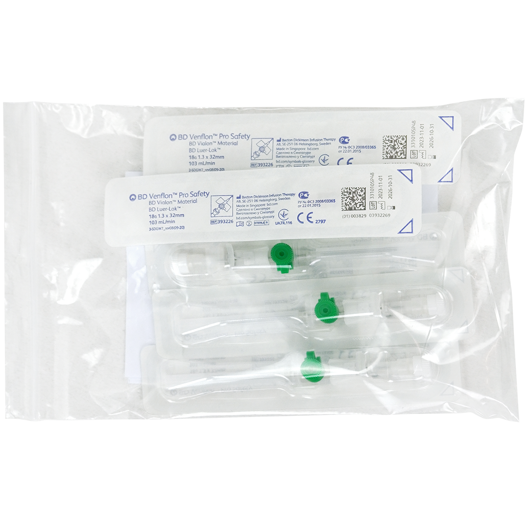 BD Venflon Pro Safety infuusnaalden 18G 1.3mm x 32mm groen