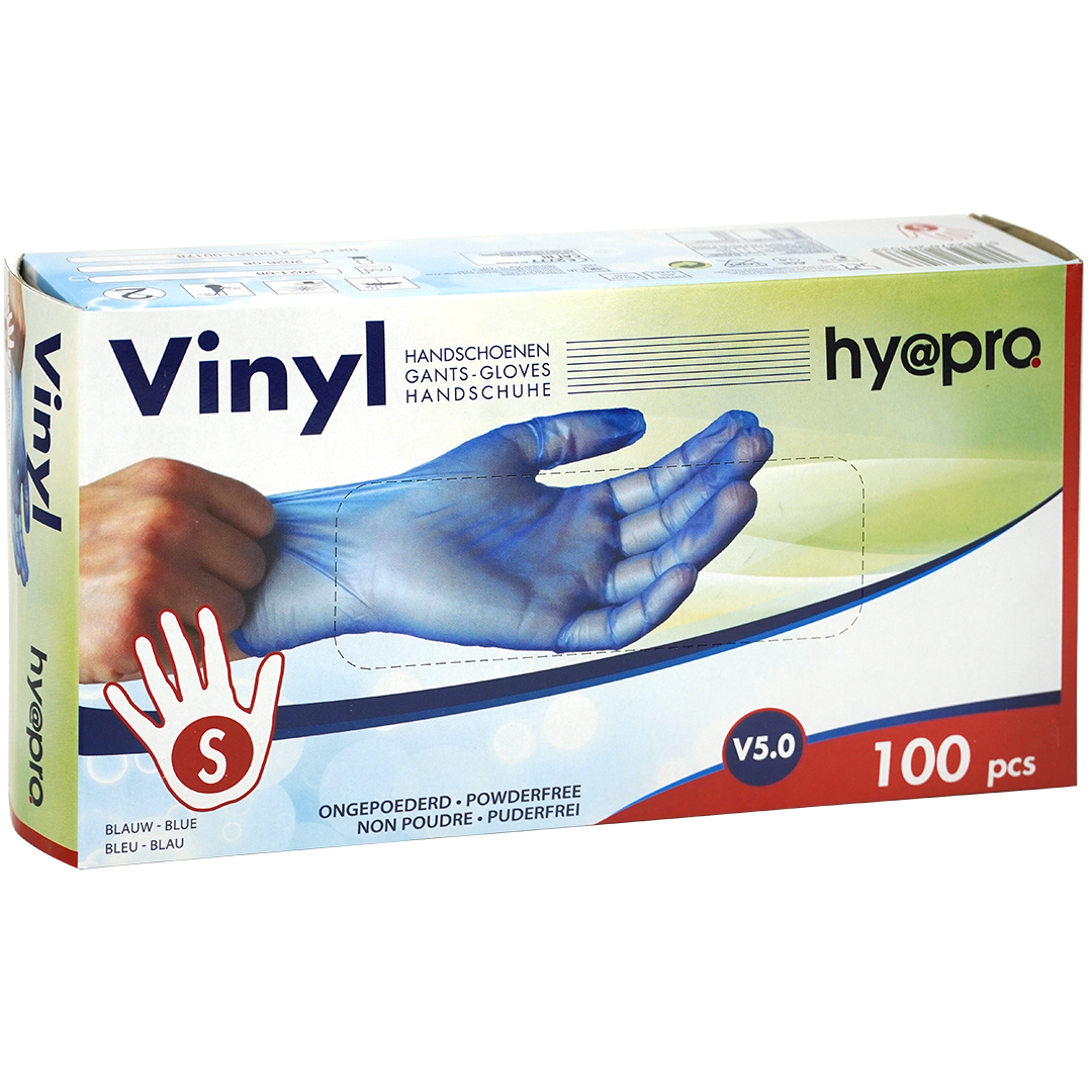 Hy@pro M5 vinyl handschoenen S poedervrij blauw onsteriel