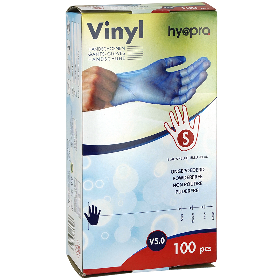 Hy@pro M5 vinyl handschoenen S poedervrij blauw onsteriel