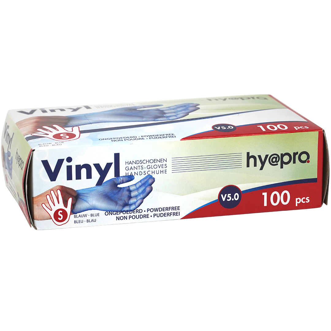 Hy@pro M5 vinyl handschoenen S poedervrij blauw onsteriel