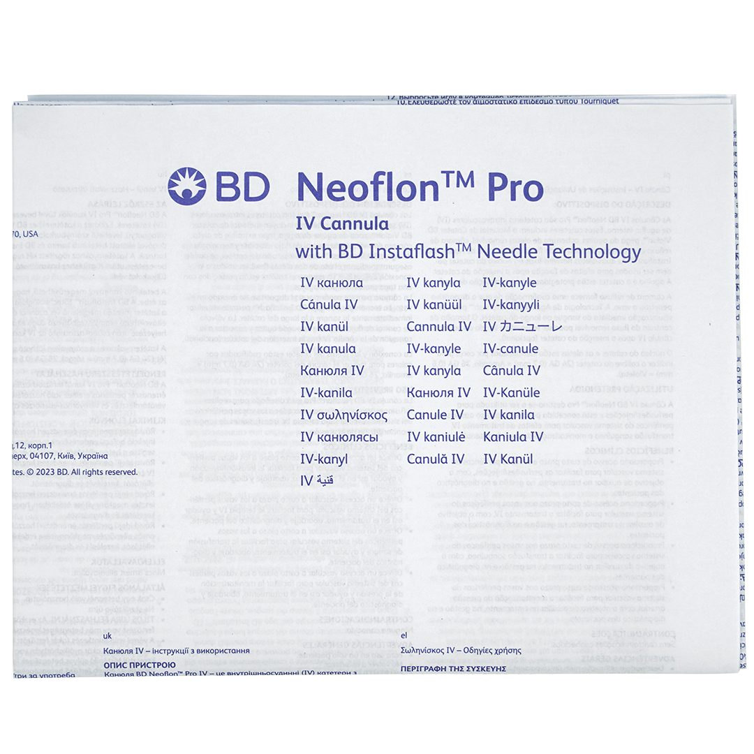 BD Neoflon Pro IV canule, 26G x 19mm, lila