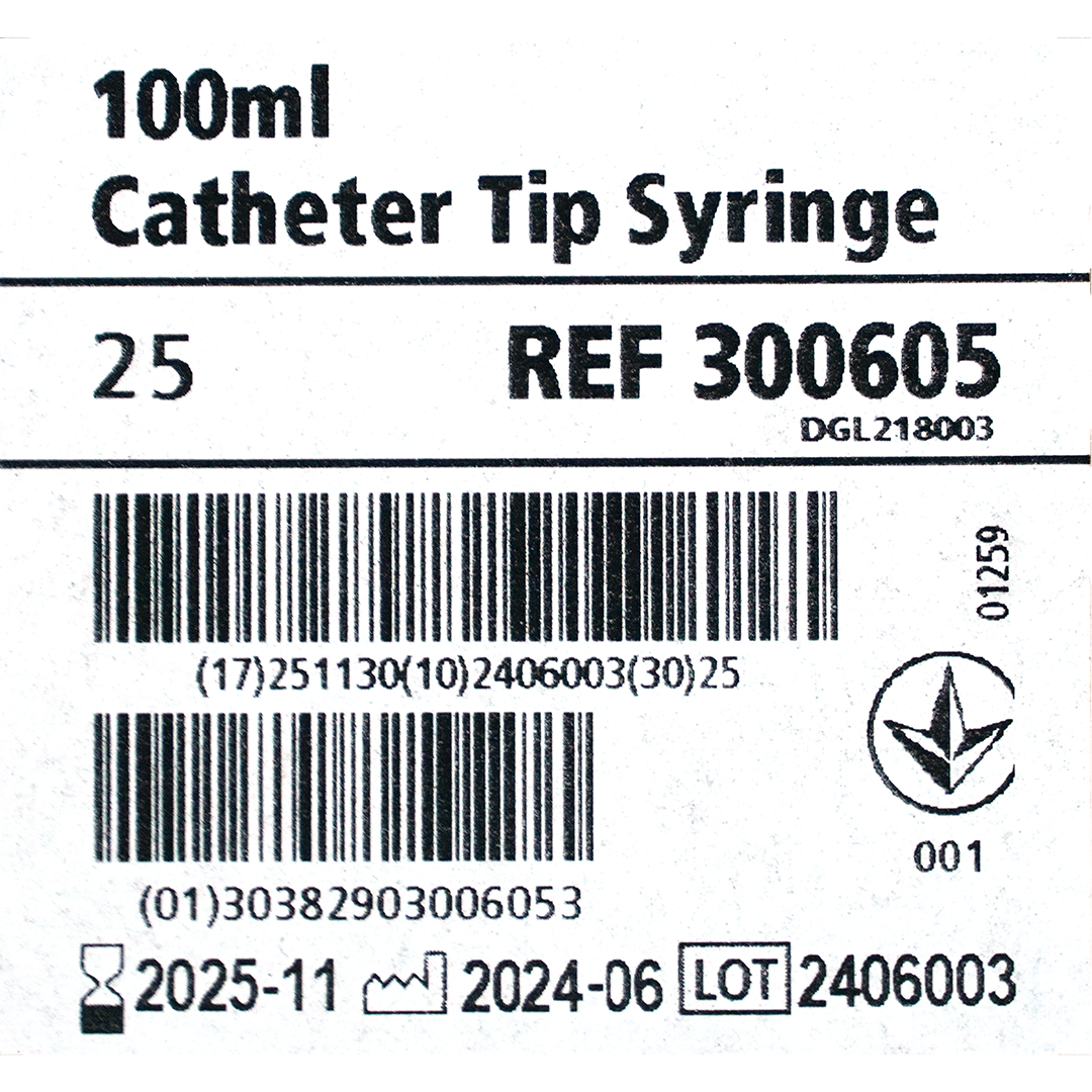 BD Plastipak injectiespuiten, 100ml, 3 delig, Katheter tip + Luer adapter