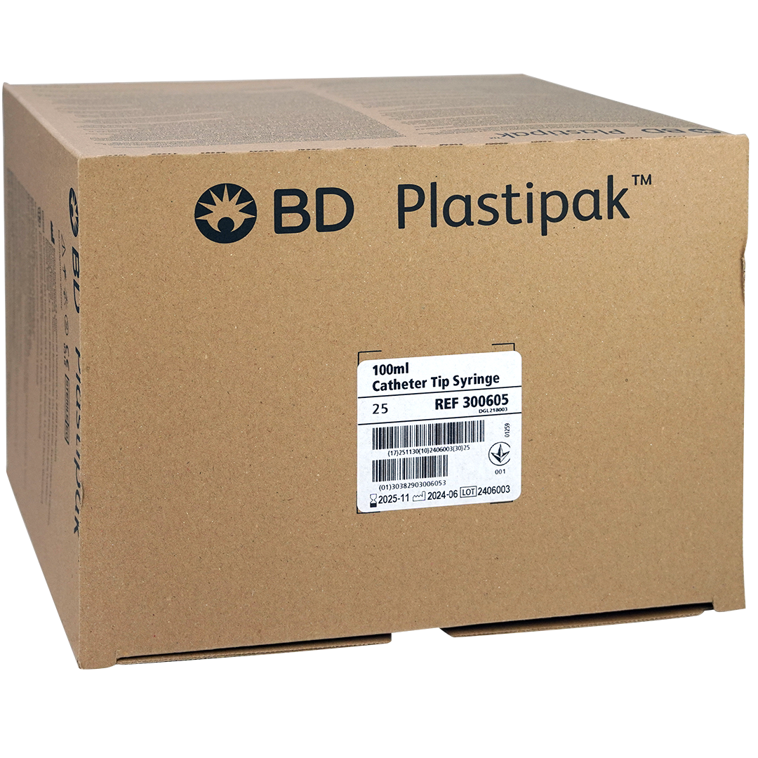 BD Plastipak injectiespuiten, 100ml, 3 delig, Katheter tip + Luer adapter