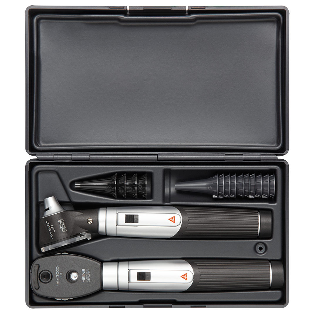 Heine mini 3000 LED Otoscoop +Oftalmoscoop 2x mini 3000 batterijhandvat inclusief batterijen oortips koffer
