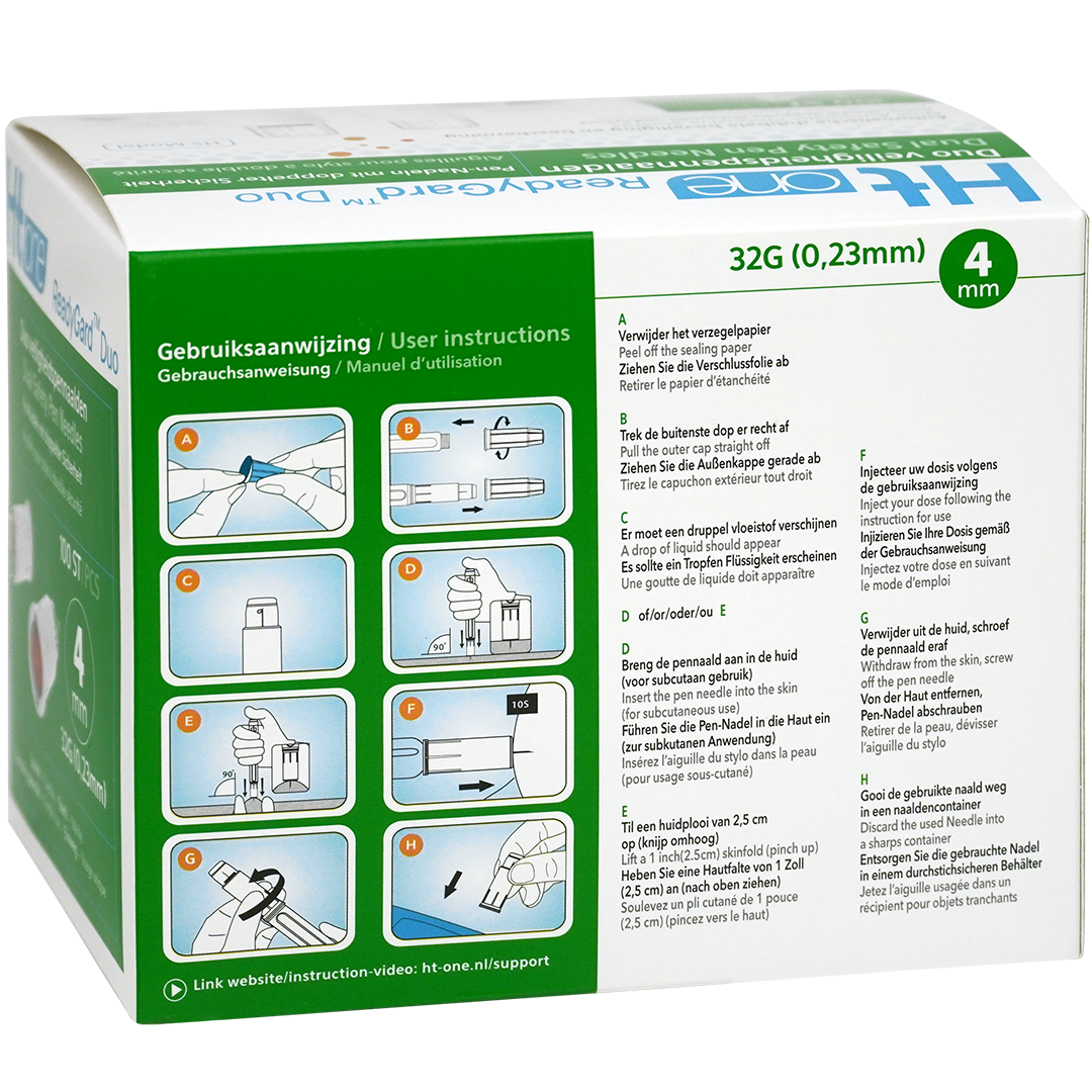 Ht one ReadyGard Duo veiligheidspennaalden, 32G, 0.23mm x 4mm (100)