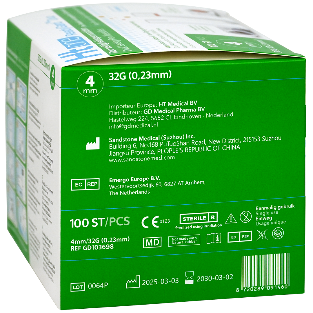 Ht one ReadyGard Duo veiligheidspennaalden, 32G, 0.23mm x 4mm (100)